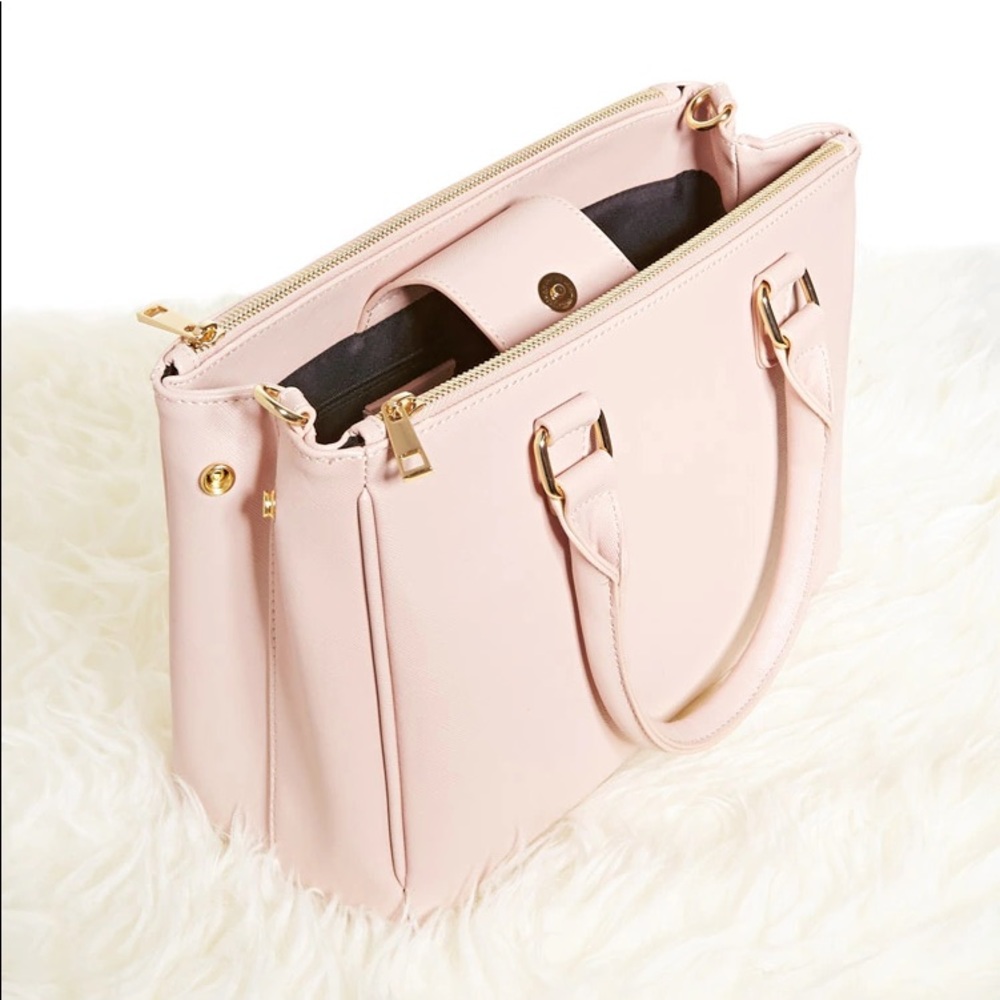 Faux Leather Double-Zip Satchel